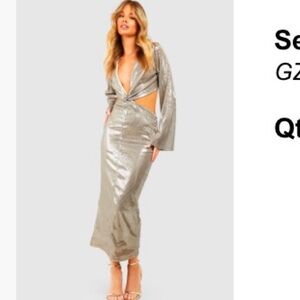 Sequin cutout midi dress
Champagne color